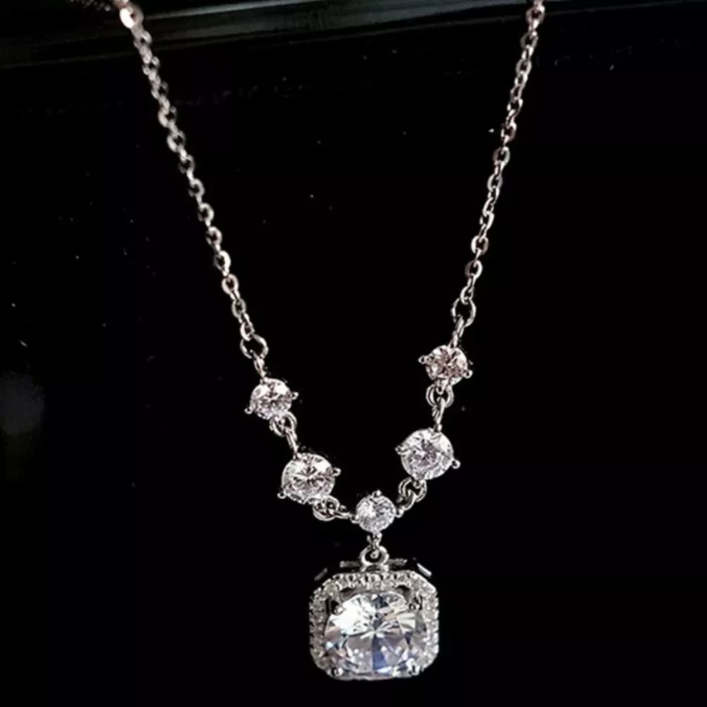 2 Carat Moissanite 925 Sterling Silver Pendant Necklace, image 7