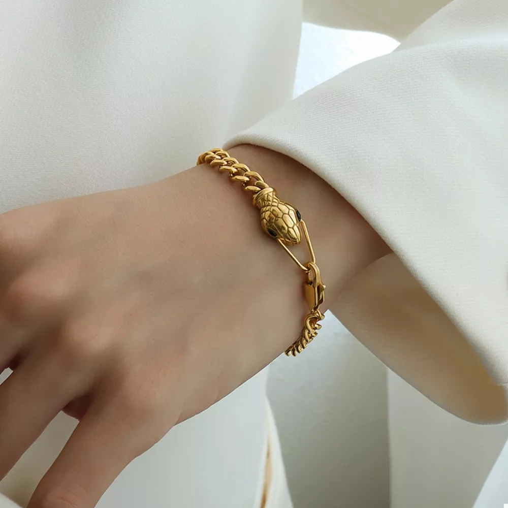 Titanium Steel Zircon Snake Bracelet, image 3