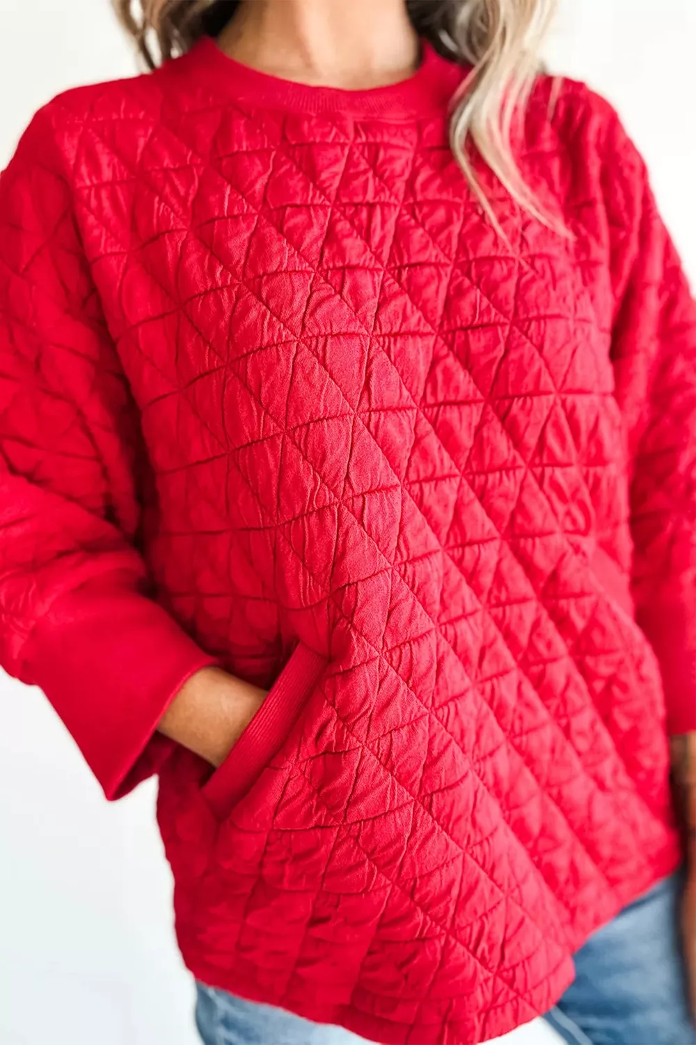 Quilted Texture Long-Sleeve Blouse, image 5