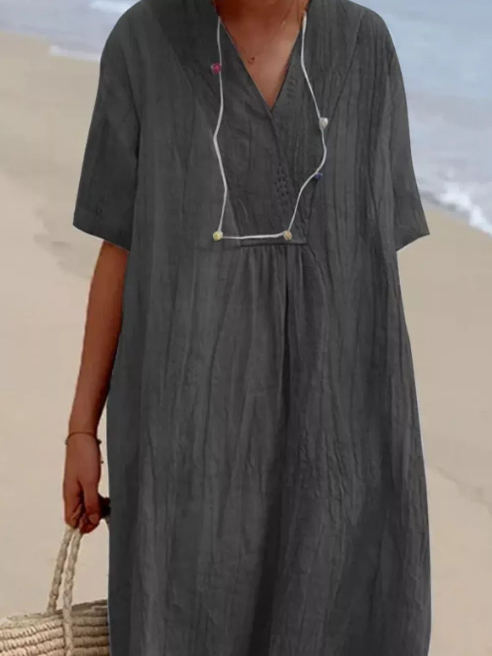 Casual Loose Short Sleeve Midi Dress, image 4