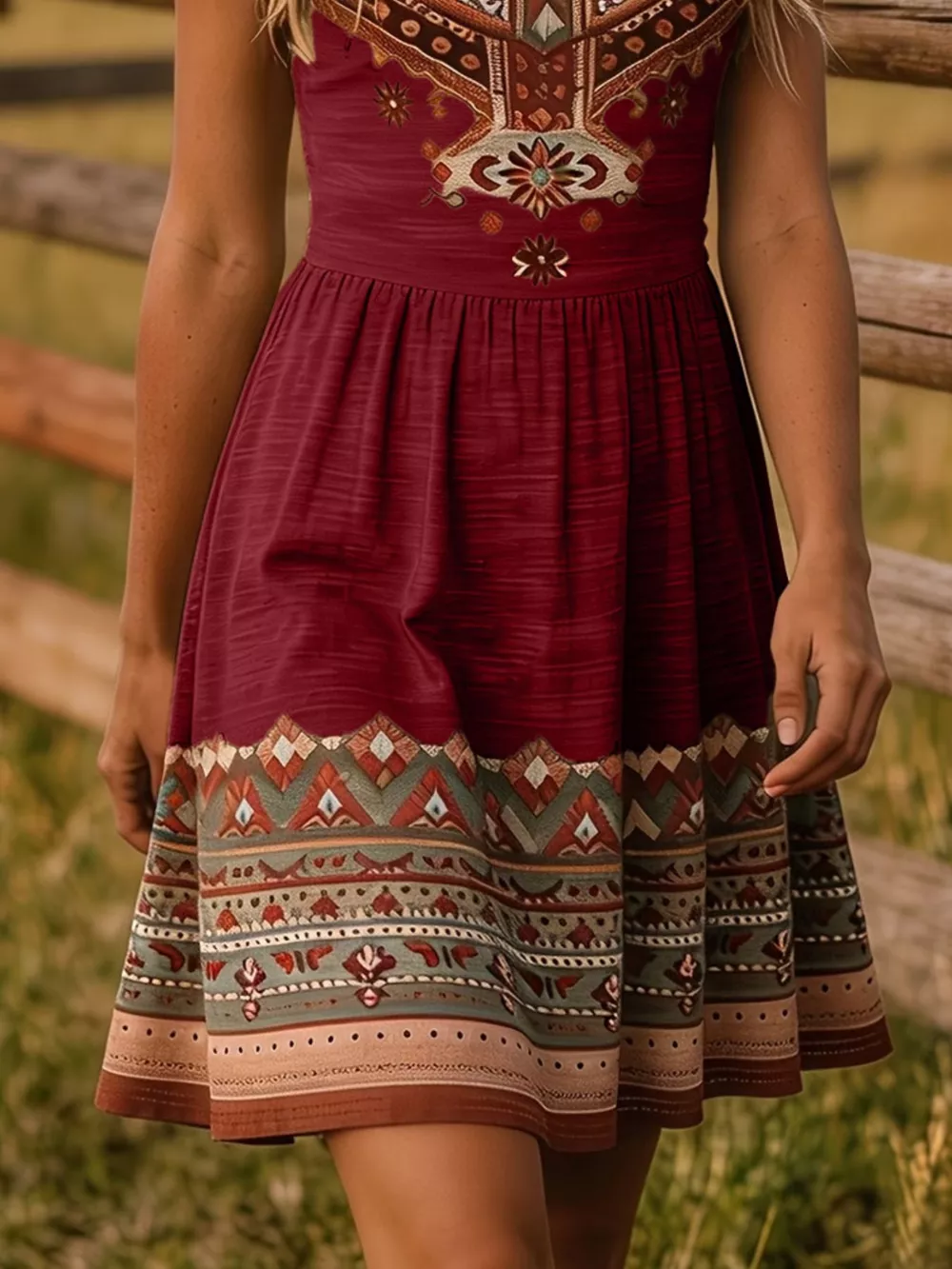 Tribal Print Sleeveless A-Line Summer Dress, image 12
