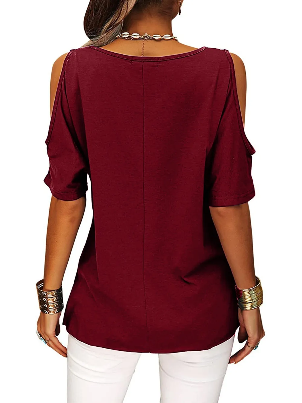 Full Size Crisscross Cold Shoulder Casual T-Shirt Plus Size, image 10