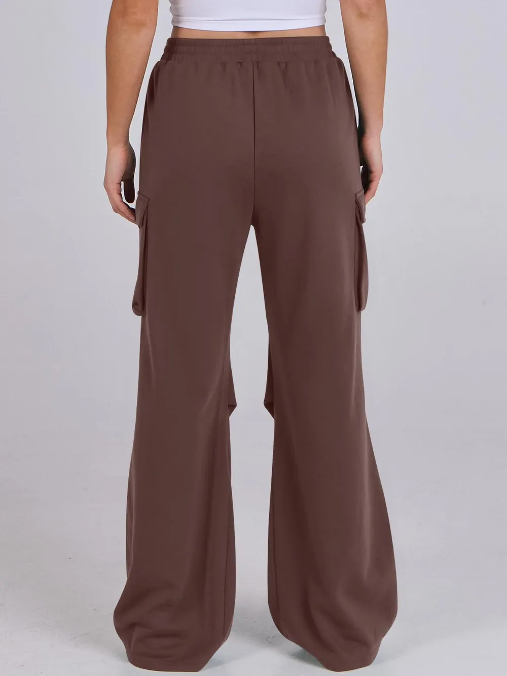 Elastic Waist Wide Leg Pants with Pockets, image 5
