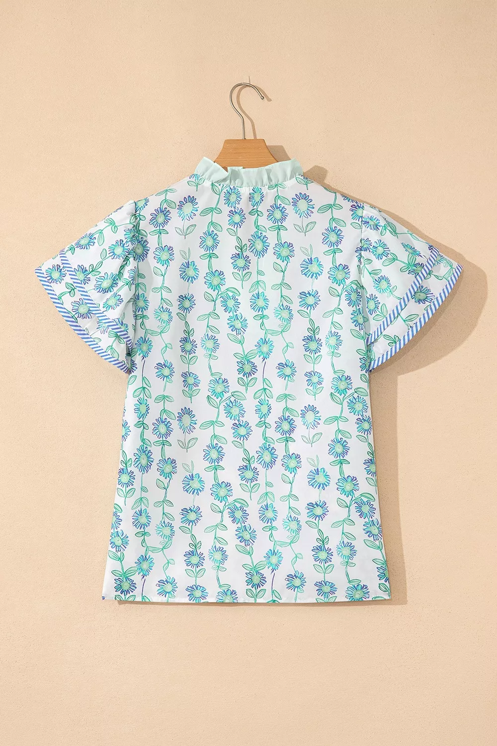 Floral Print Ruffle Sleeve Blouse, image 2