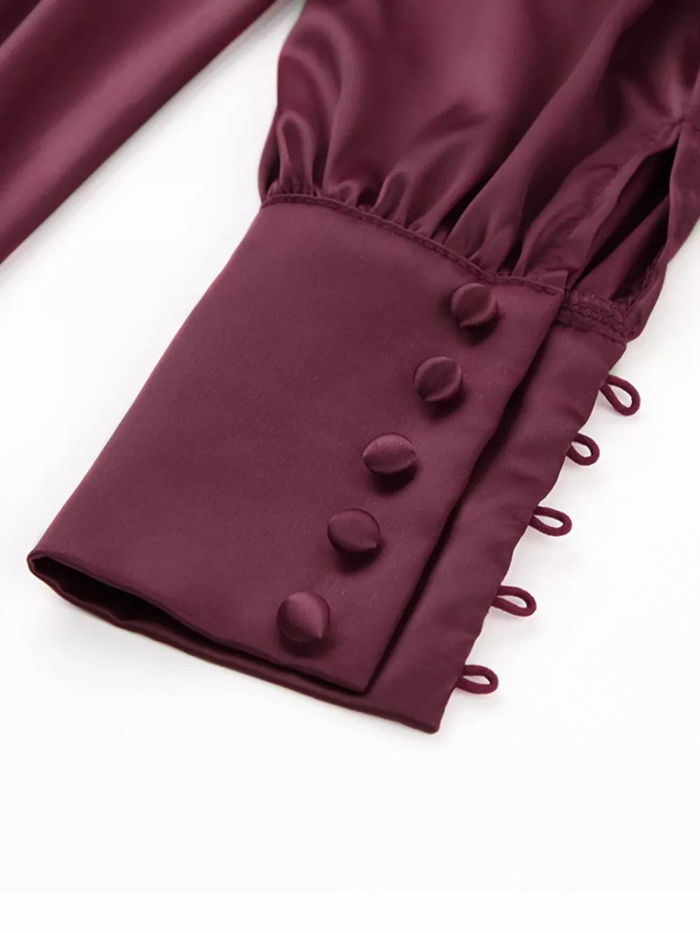 Elegant V-Neck Puff Sleeve Button-Down Midi Dress, image 14