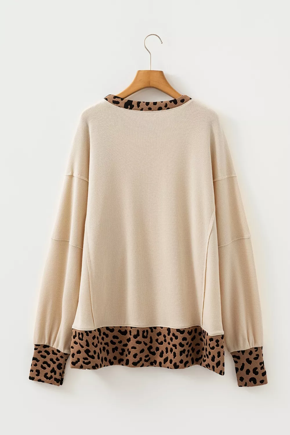 Contrast Leopard Star Patchwork Detail Raw Seam Baggy Sweatshirt, image 5