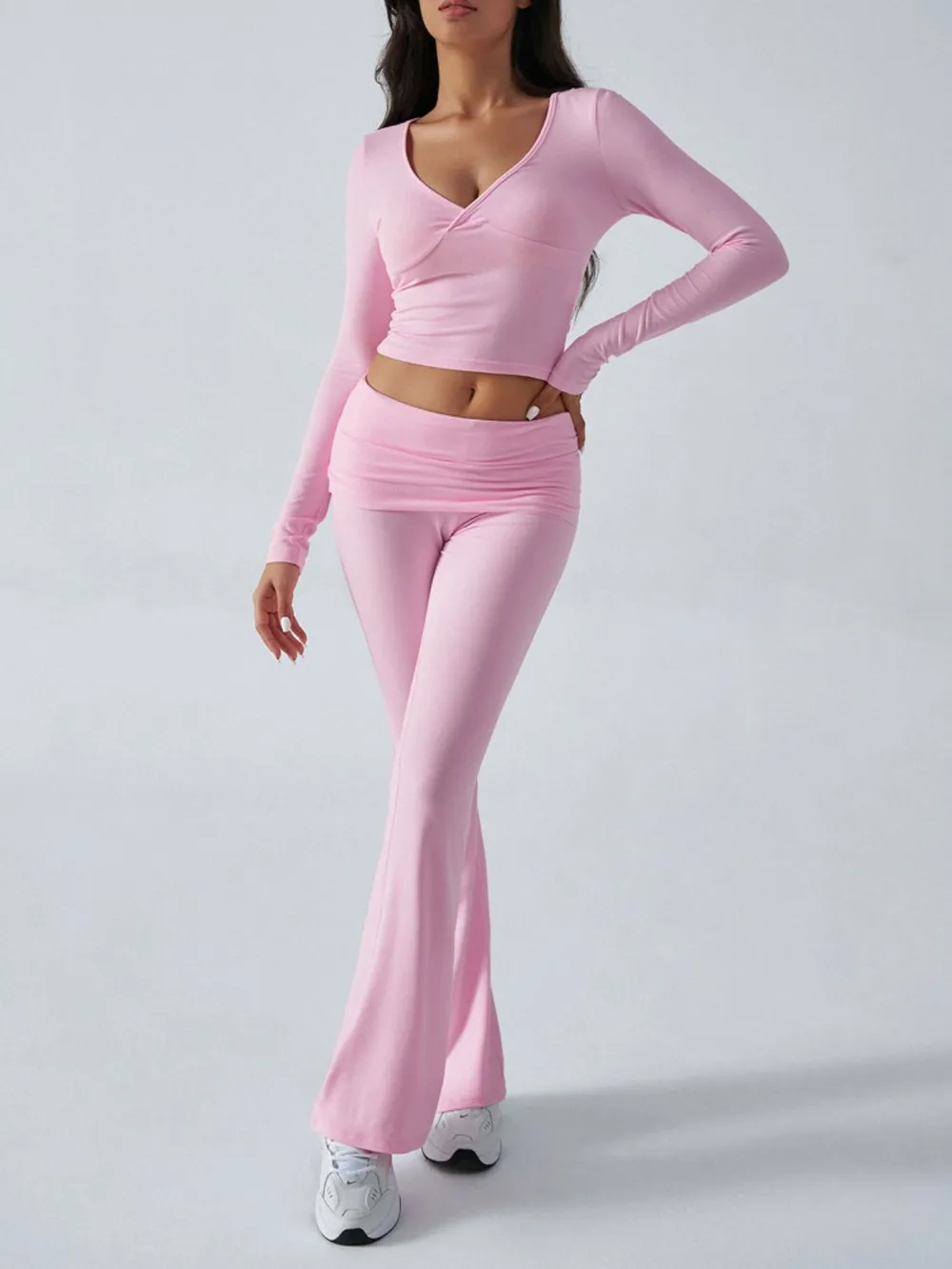Ruched Long Sleeve Top and Pants Set, image 15