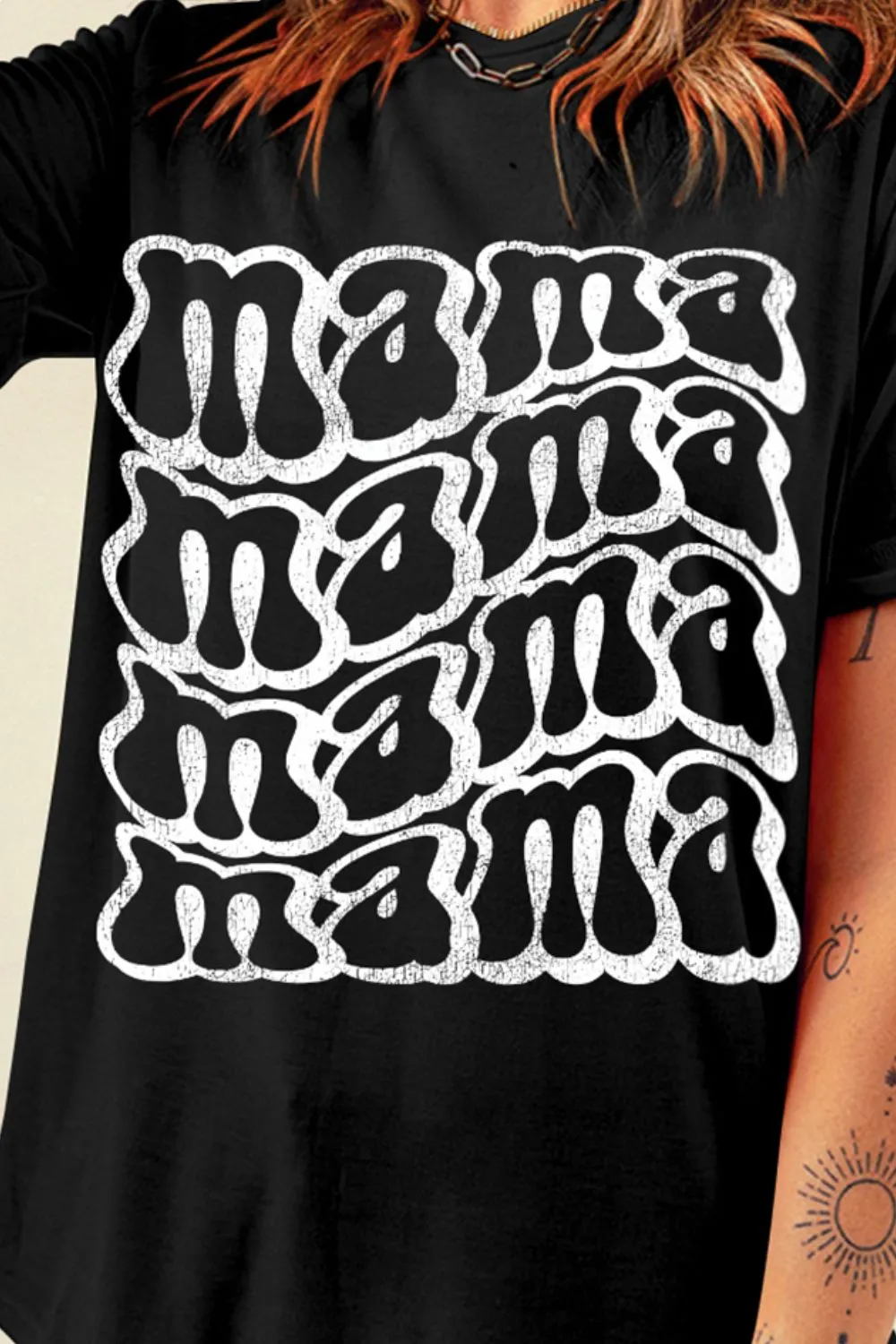 MAMA Round Neck Short Sleeve T-Shirt, image 2