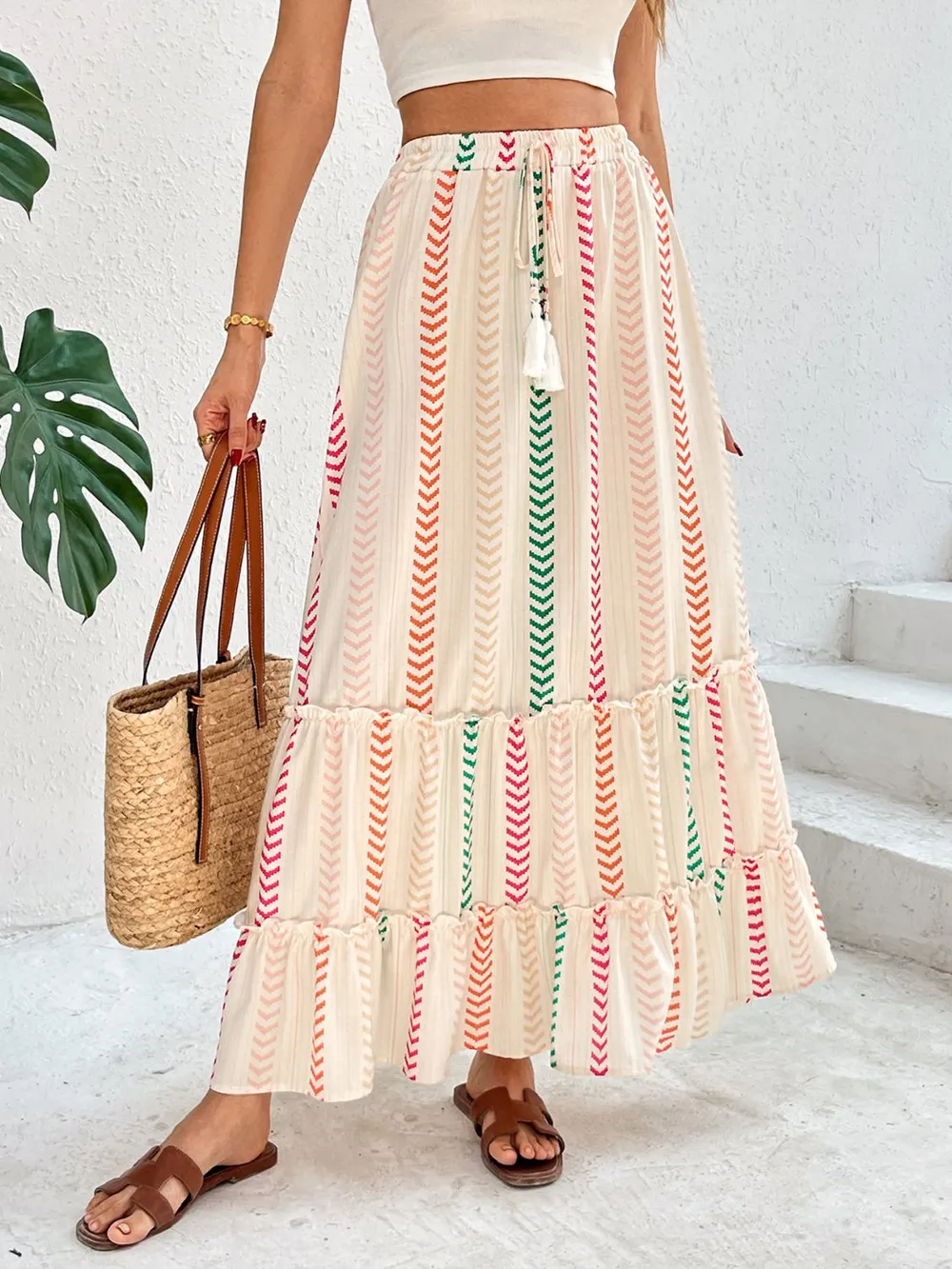 Frill Printed Maxi Skirt, image 2