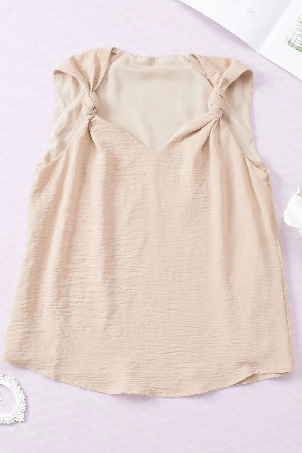 V Neck Knotted Shoulder Vest, image 8