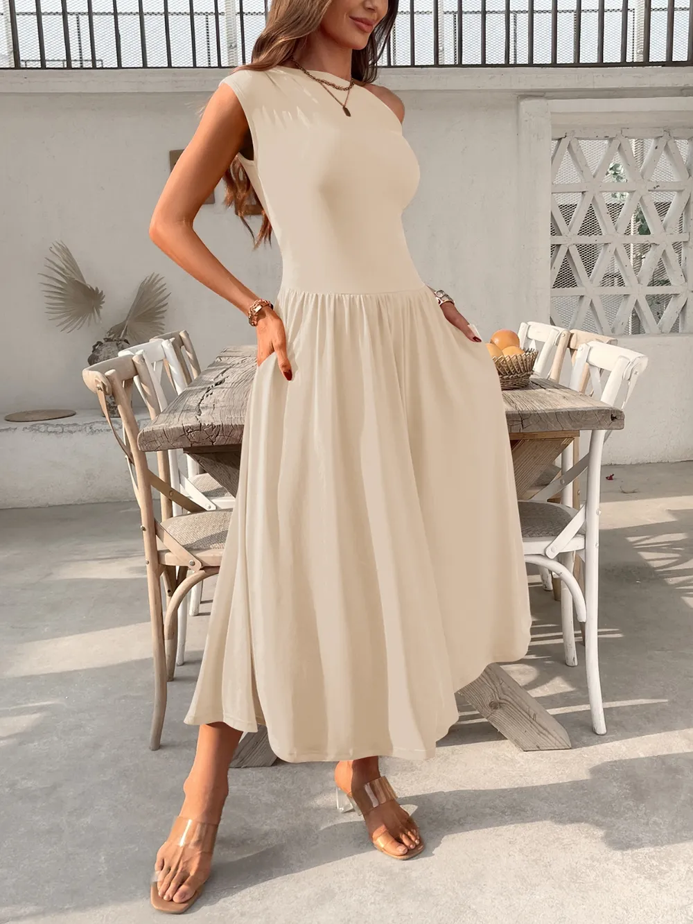 Single Shoulder Dress with Pockets, image 12