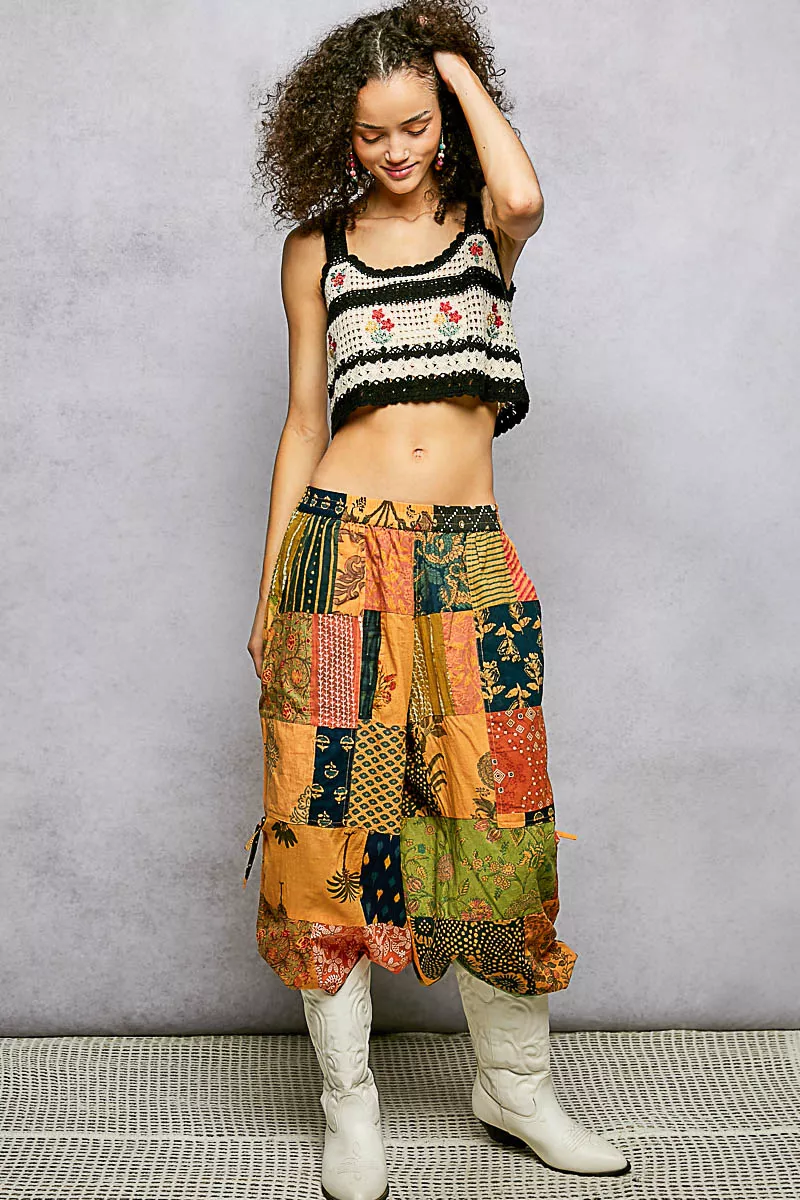 Floral Embroidered Cropped Crochet Cami with Scalloped Hem, image 6