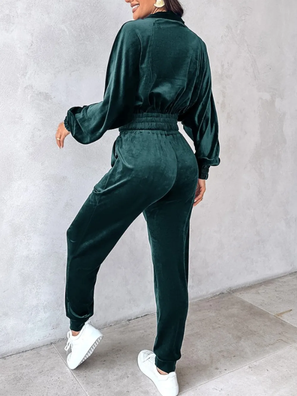 Zip Up Long Sleeve Cropped Top and Joggers Set, image 9