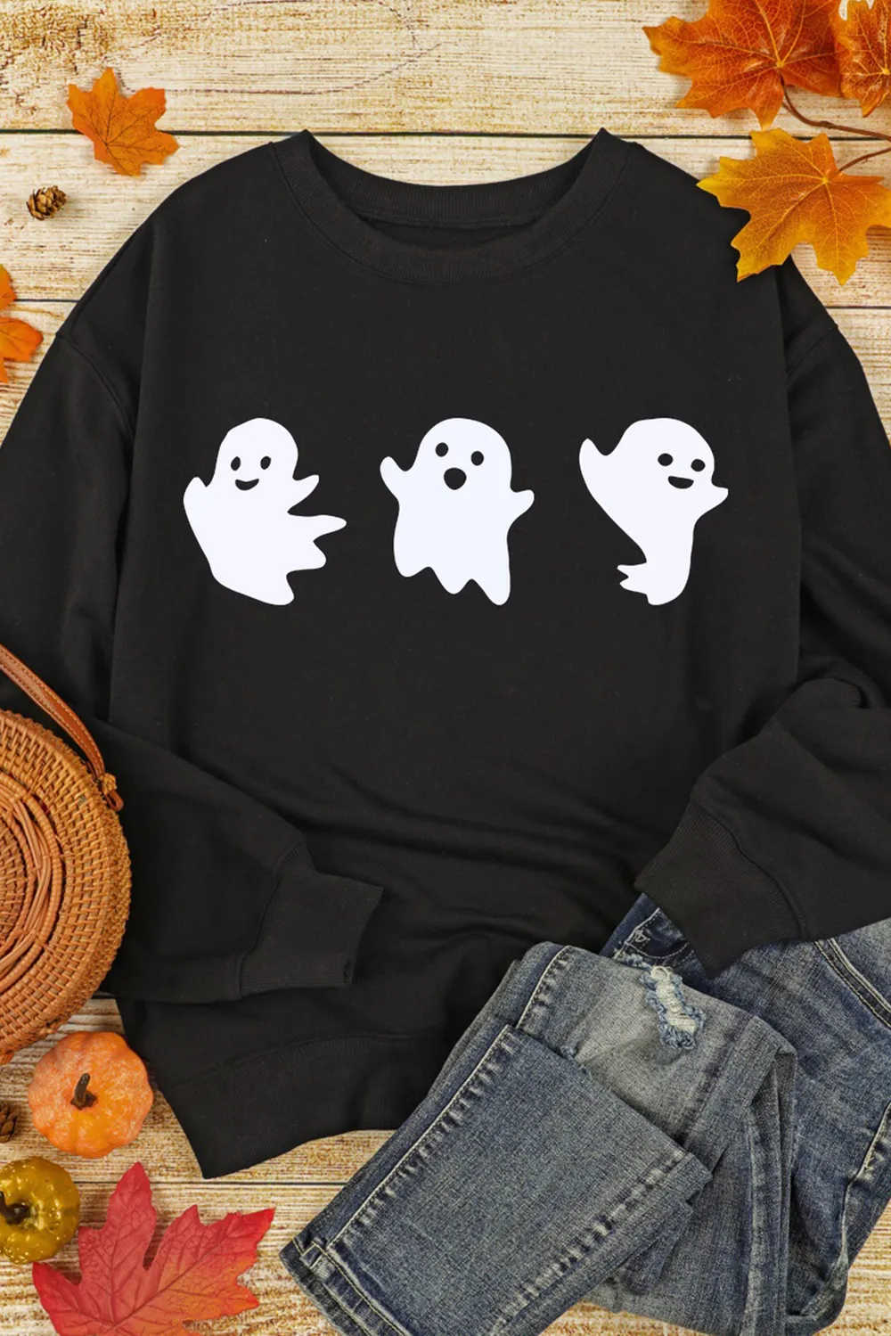 Ghost Round Neck Long Sleeve Sweatshirt, image 4