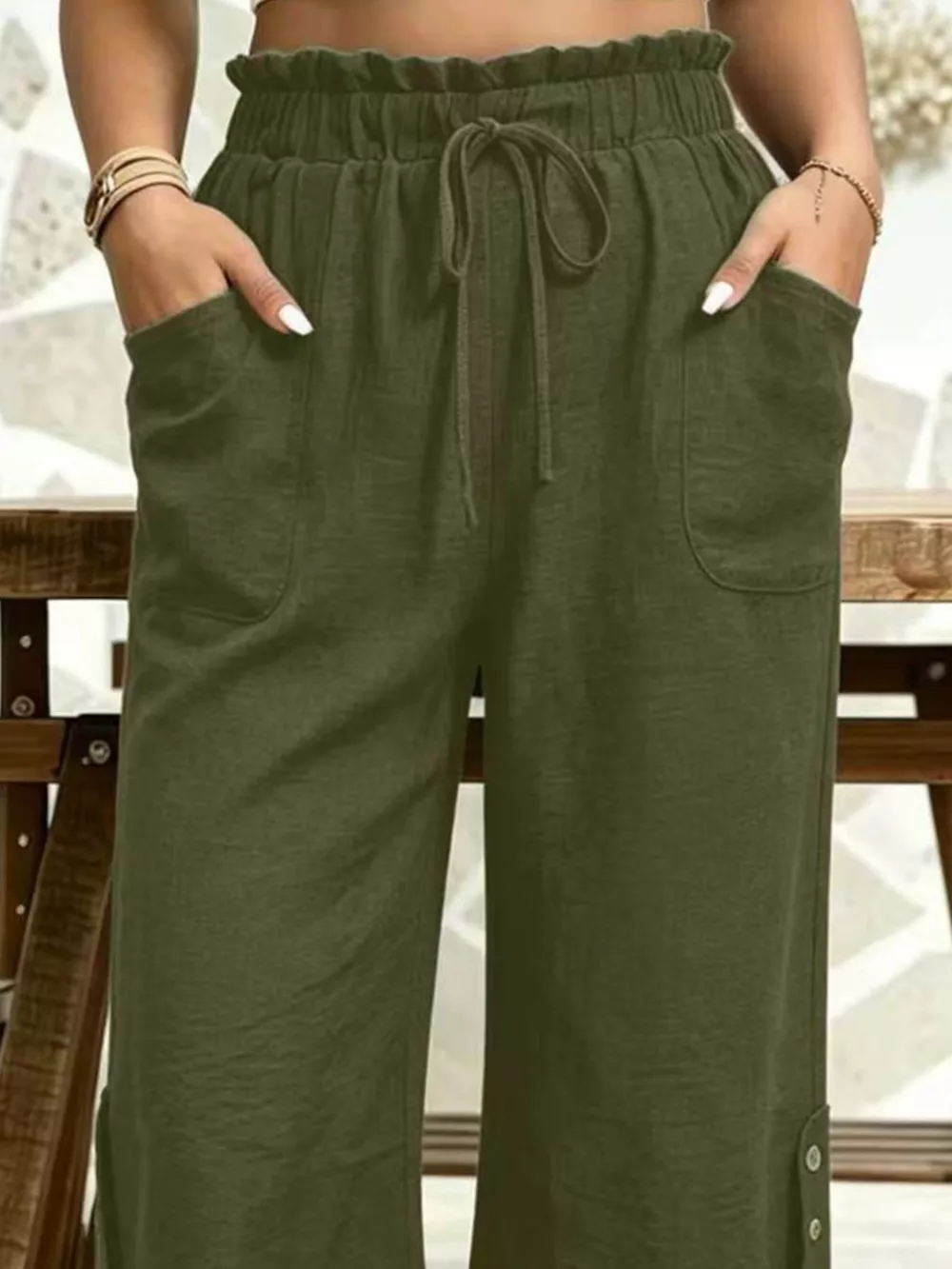 High-Waisted Drawstring Capris, image 23