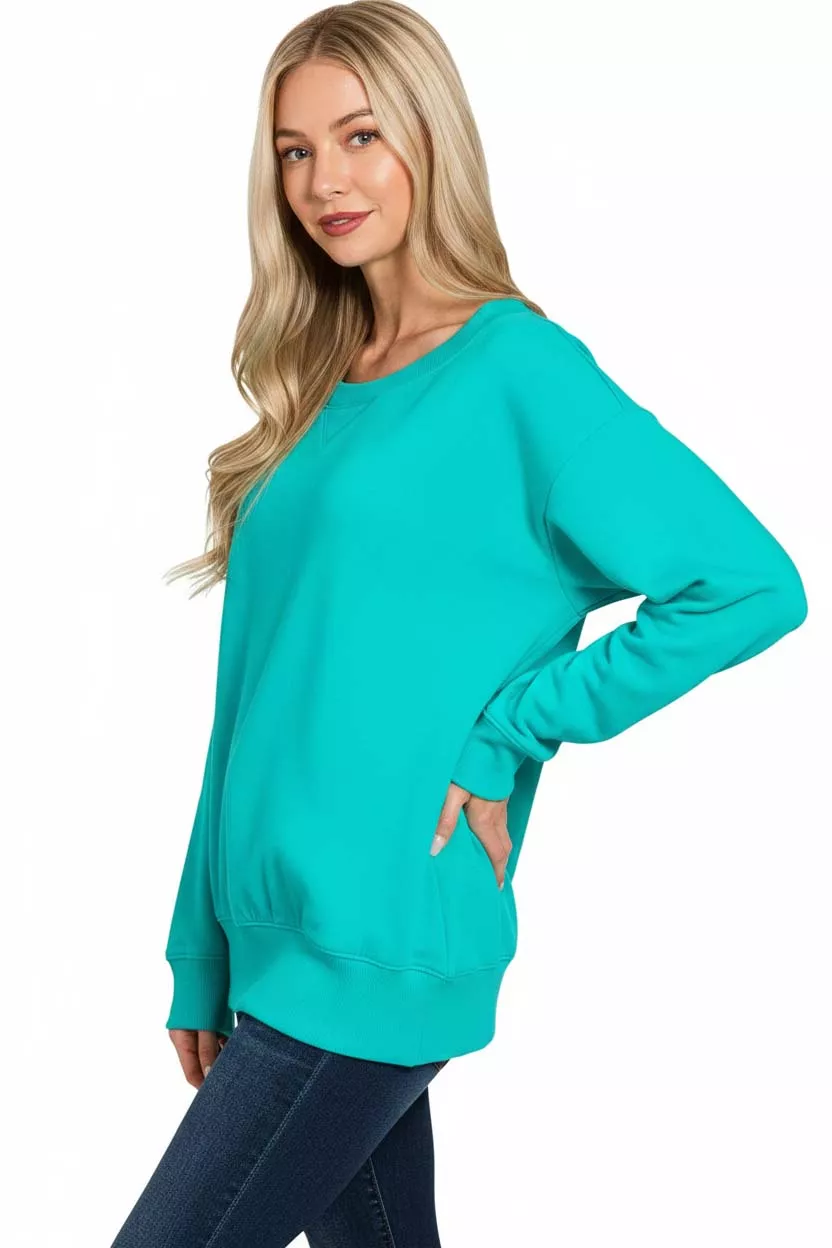 Fleece Boat Neck Sweatshirt, image 3