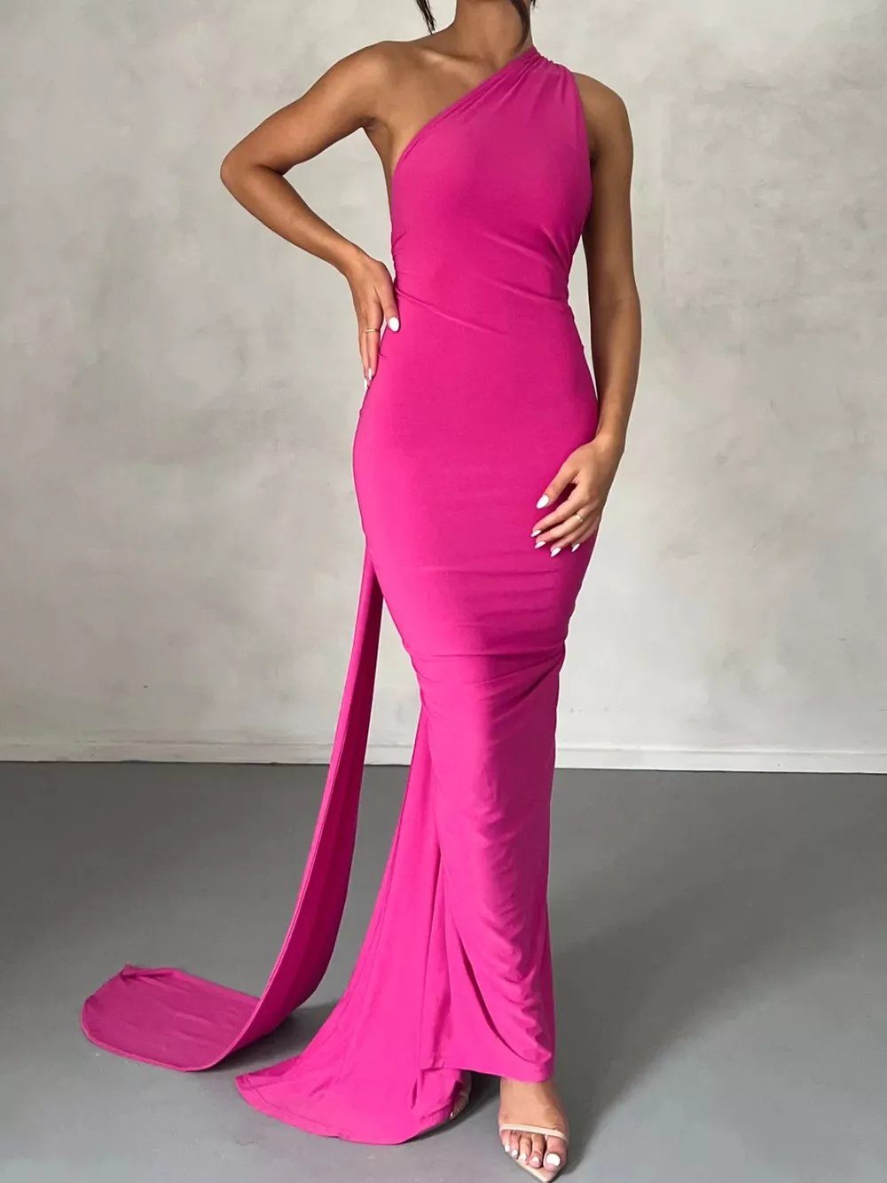 Backless One-Shoulder Ruched Bodycon Maxi Dress, image 16