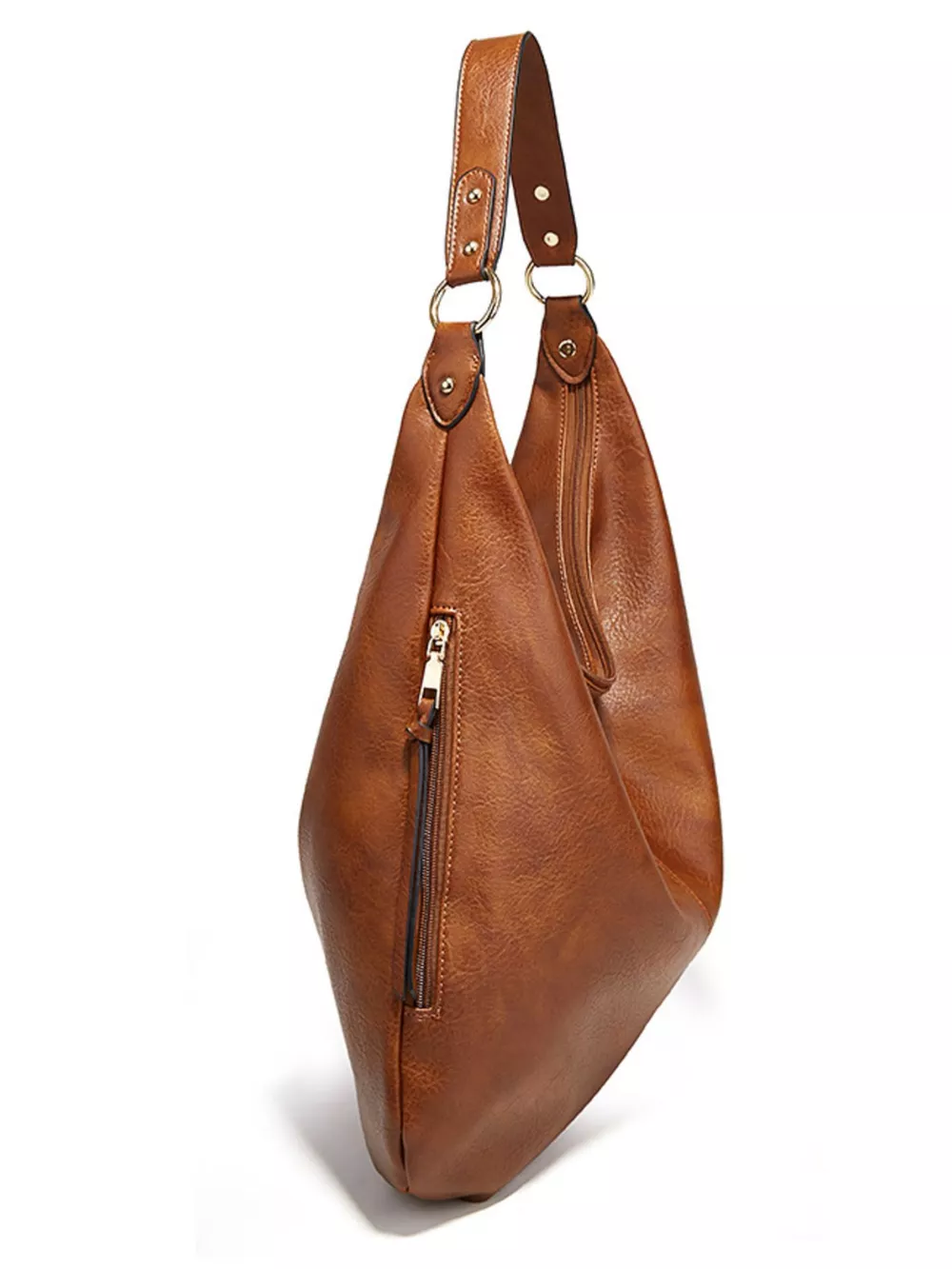 Leather Slouchy Shoulder Bag, image 6