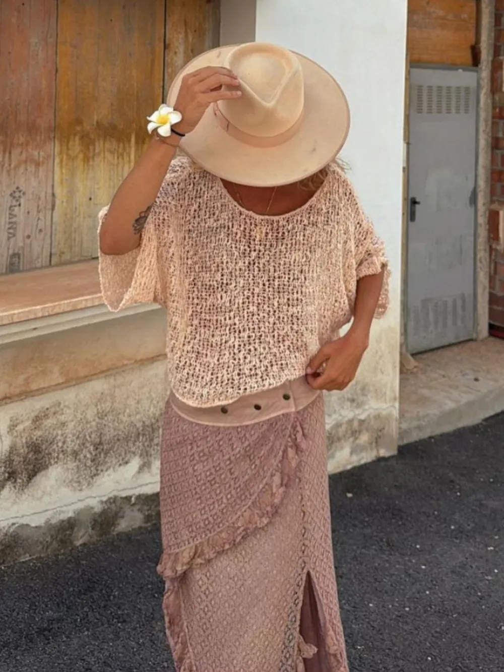 Crochet Boat Neck Knit Cover Up, image 5