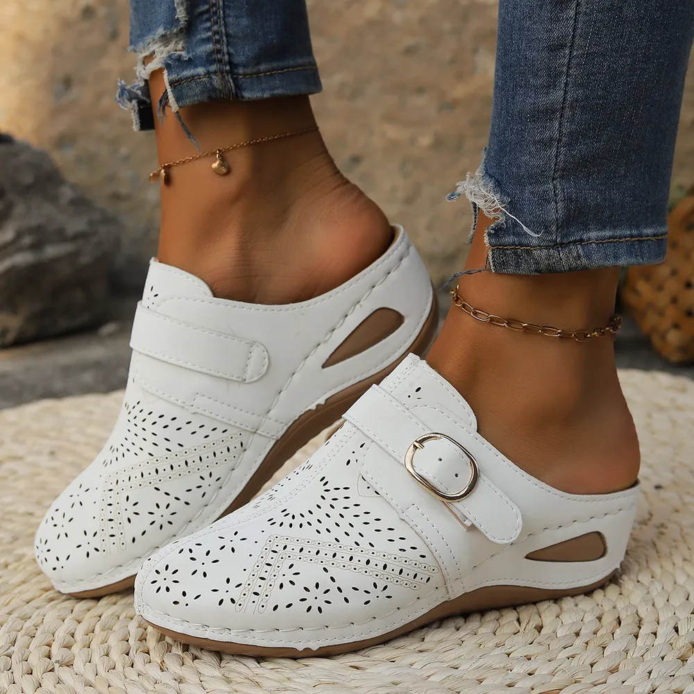 Suede Round Toe Wedge Sandals, image 6