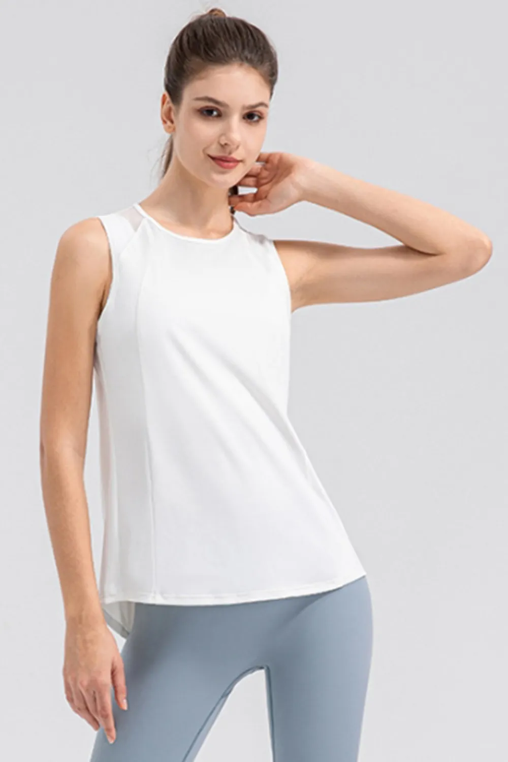 Round Neck Wide strap Active Tank, image 6