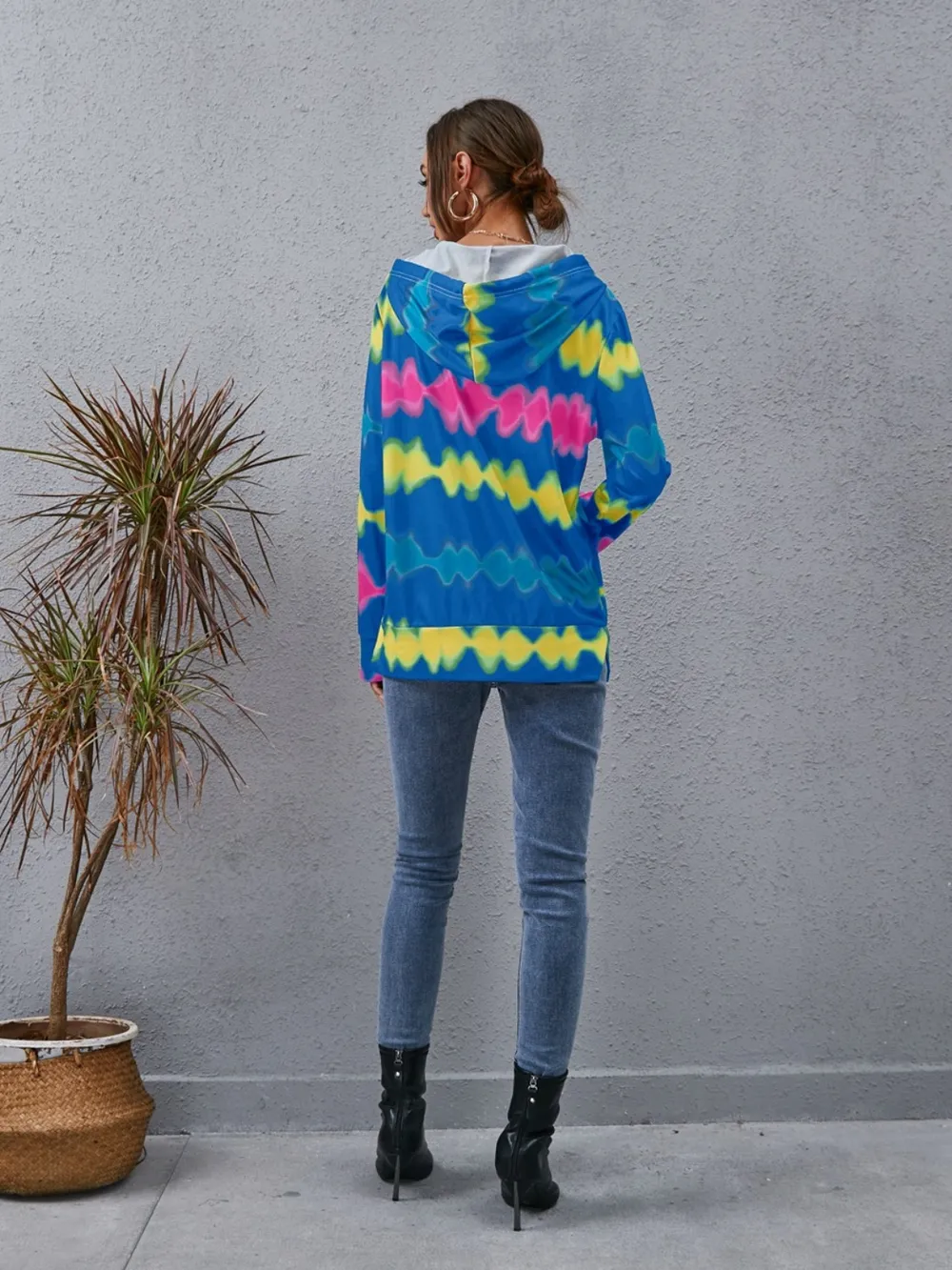 Contrast Quarter Zip Dropped Shoulder Hoodie, image 13