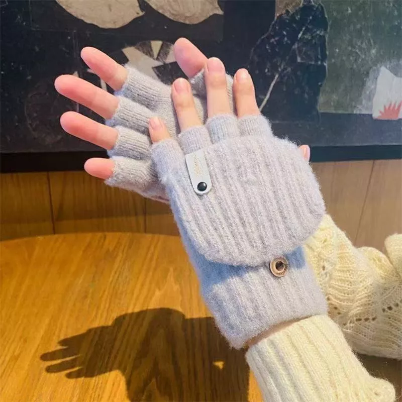 Convertible Knit Fingerless Gloves with Mitten Cover, image 6