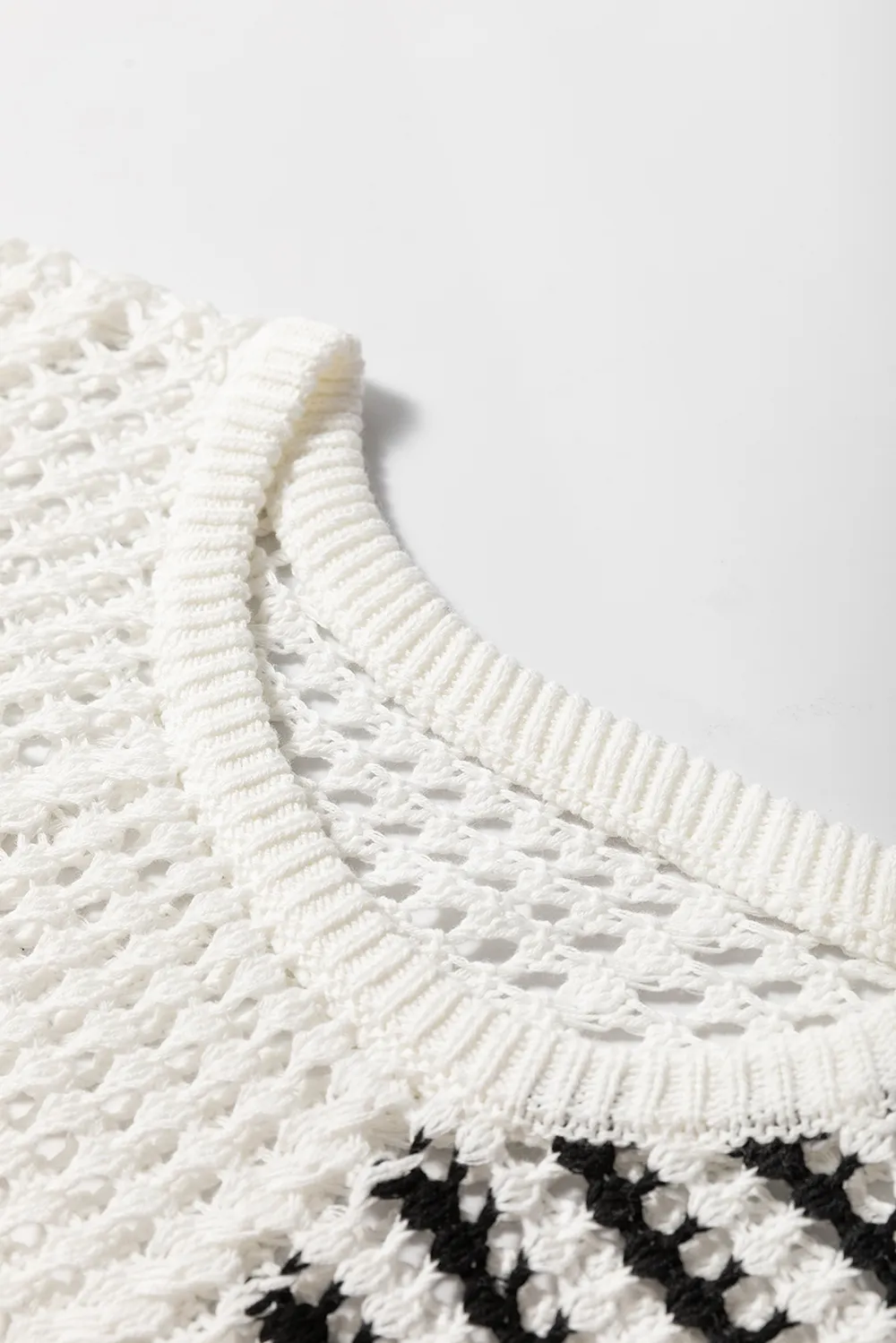 Contrast Striped Crochet Long Sleeve Knit Cover Up, image 4