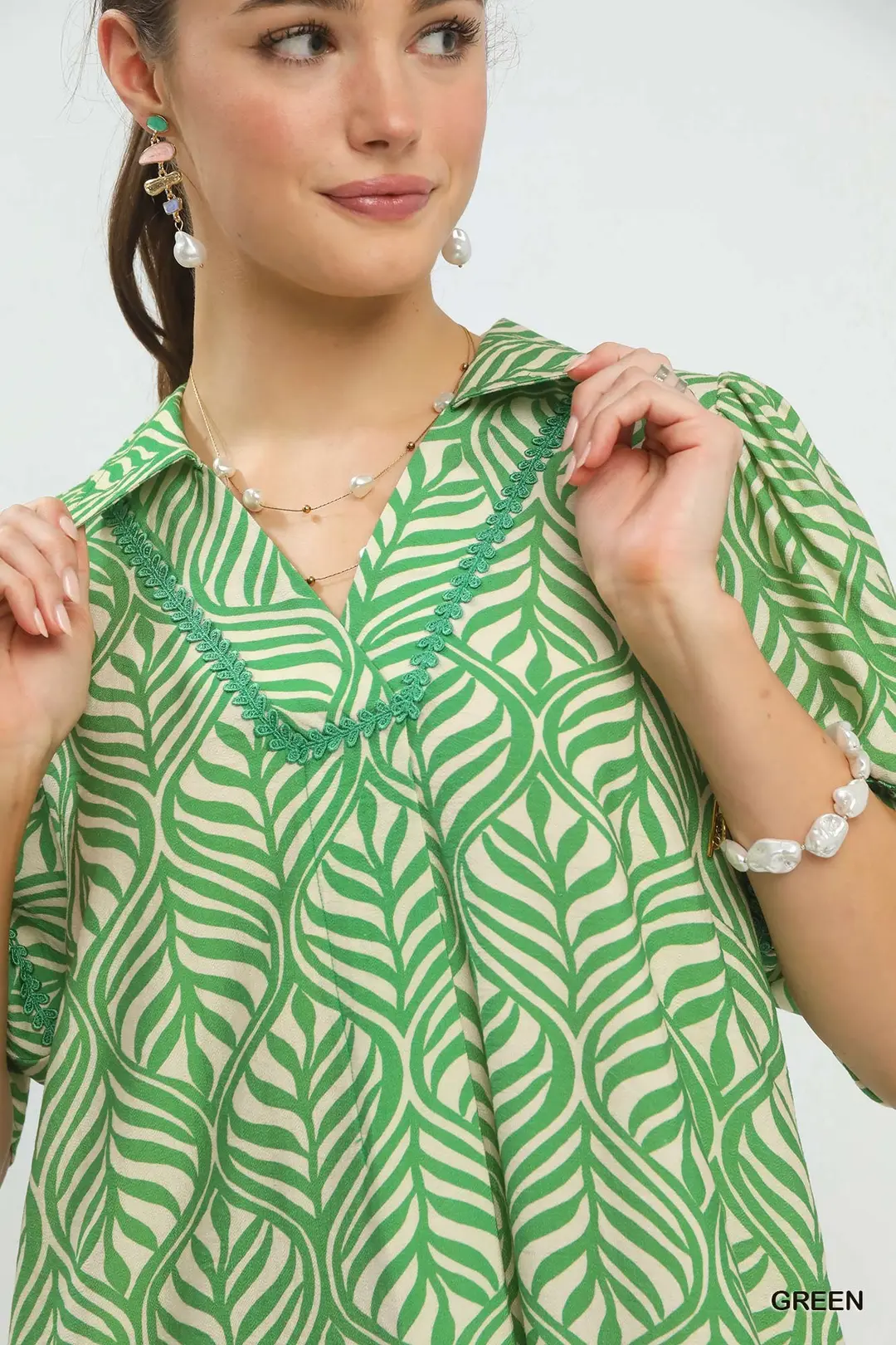Printed Puff Sleeve Midi Dress with Pockets, image 4