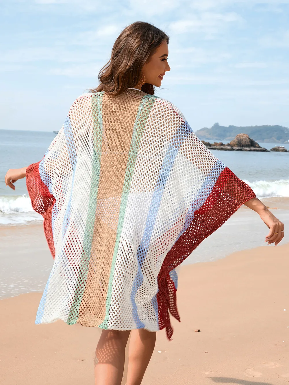 Openwork Color Block Plunge Cover-Up, image 15