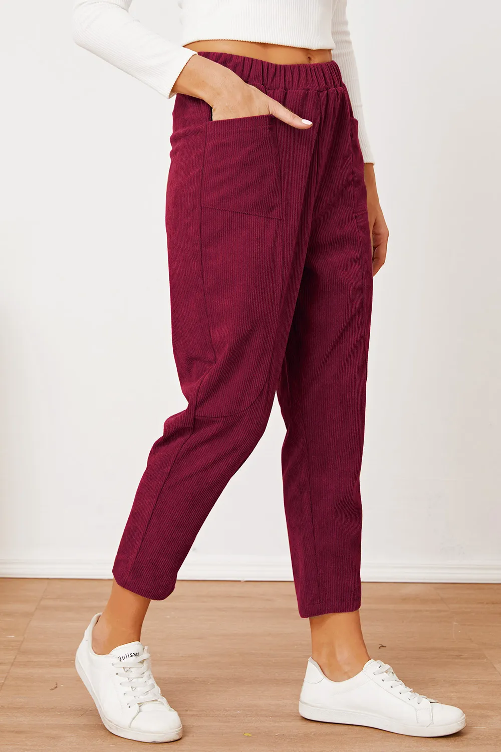 Pocketed Elastic Waist Pants, image 9