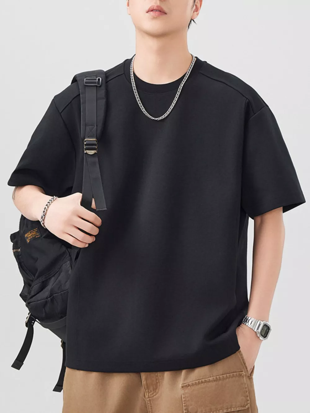 Men's Plus Size Oversized Solid Color Casual T-Shirt, image 6