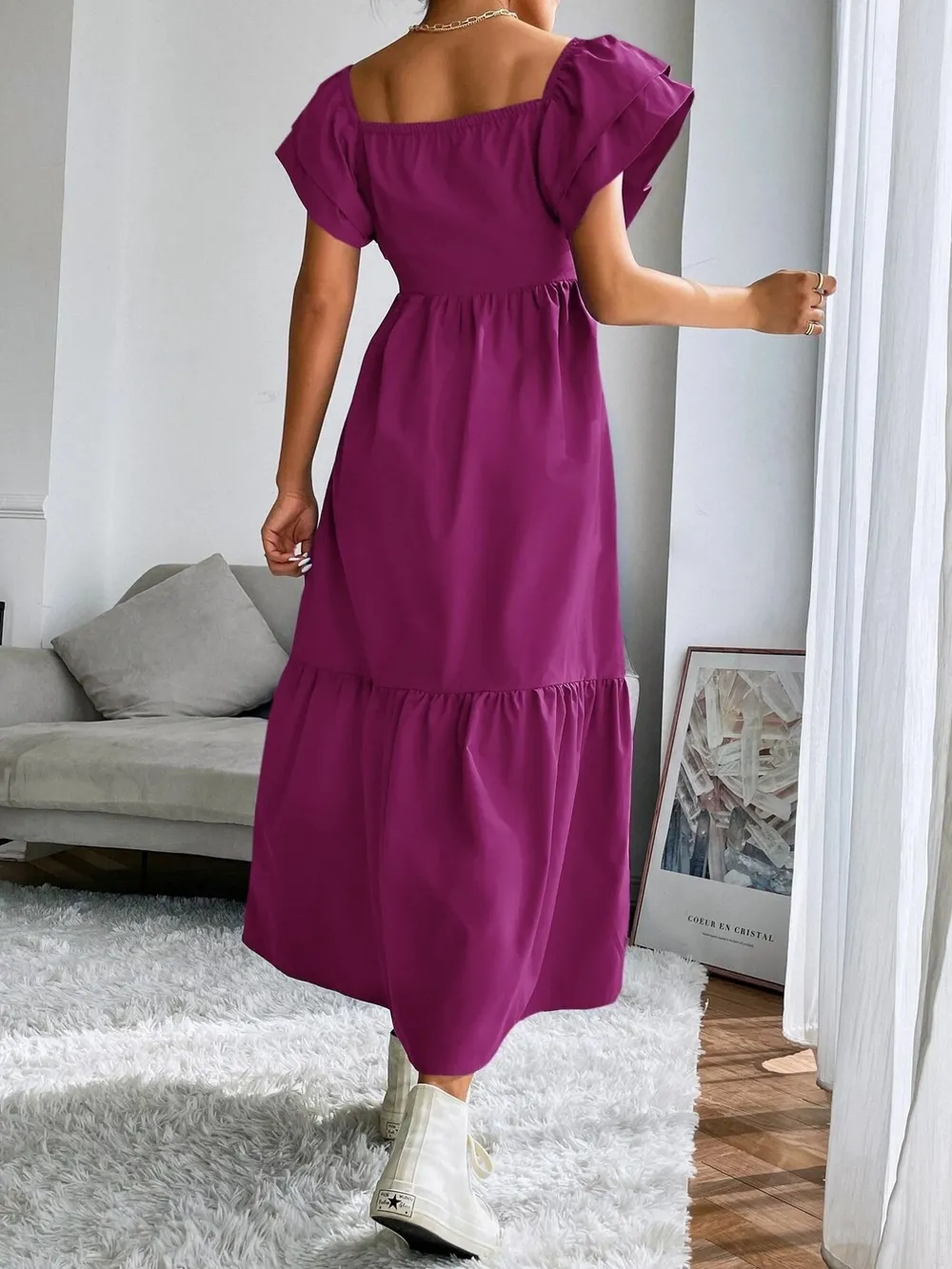 Tiered Square Neck Maxi Dress, image 11