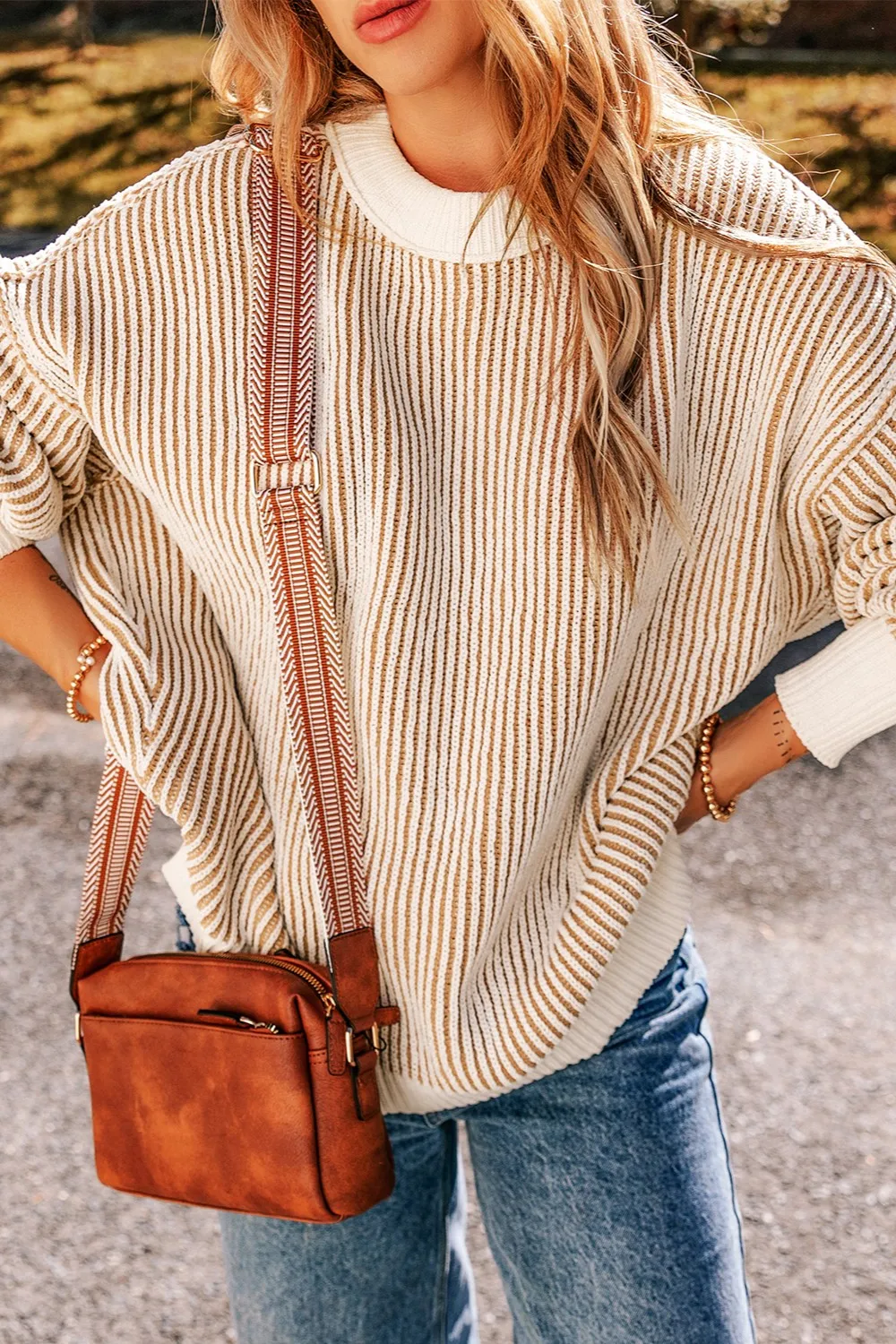 Round Neck Dropped Shoulder Sweater, image 9