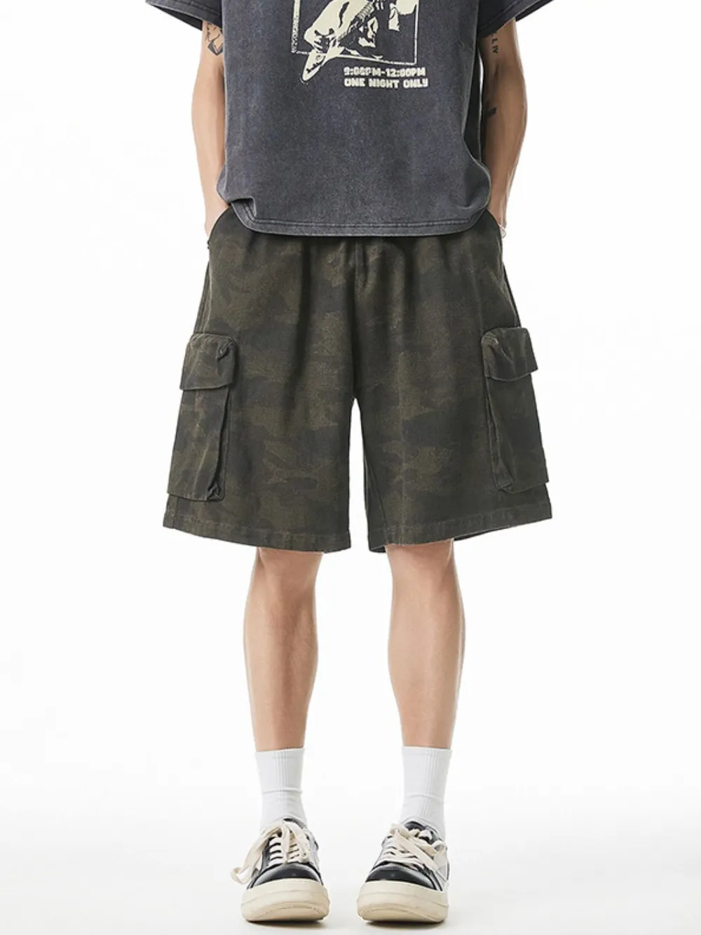 Men's Plus Size Camouflage Shorts with Pockets, image 3