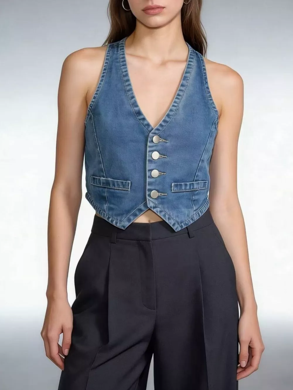 Button-Down Denim Vest, image 11