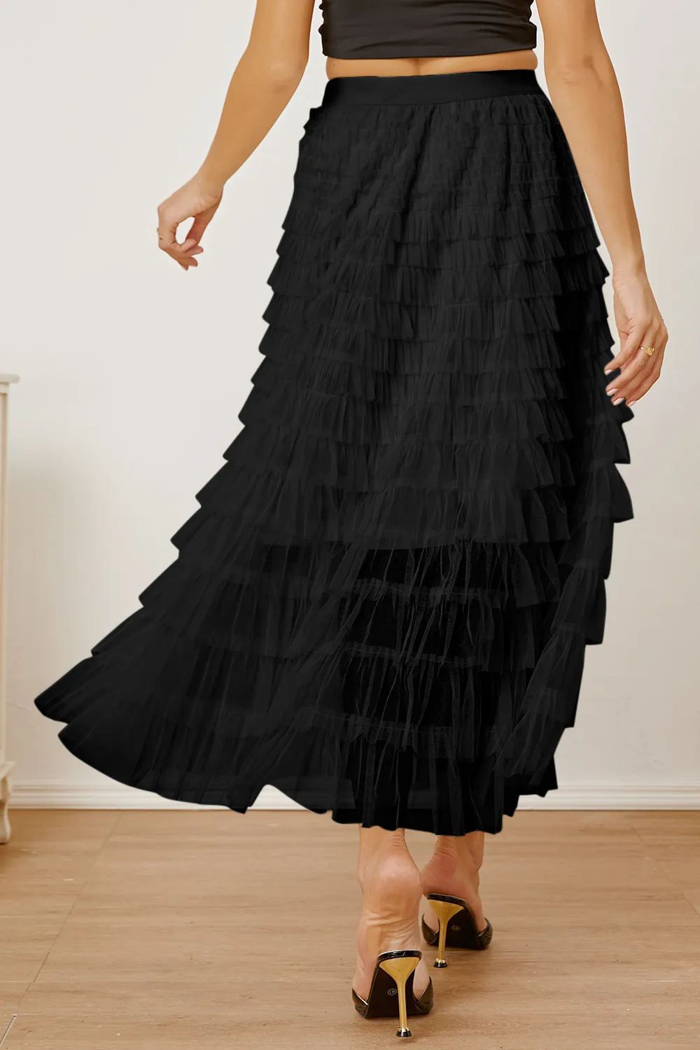 Ruched High Waist Tiered Skirt, image 17