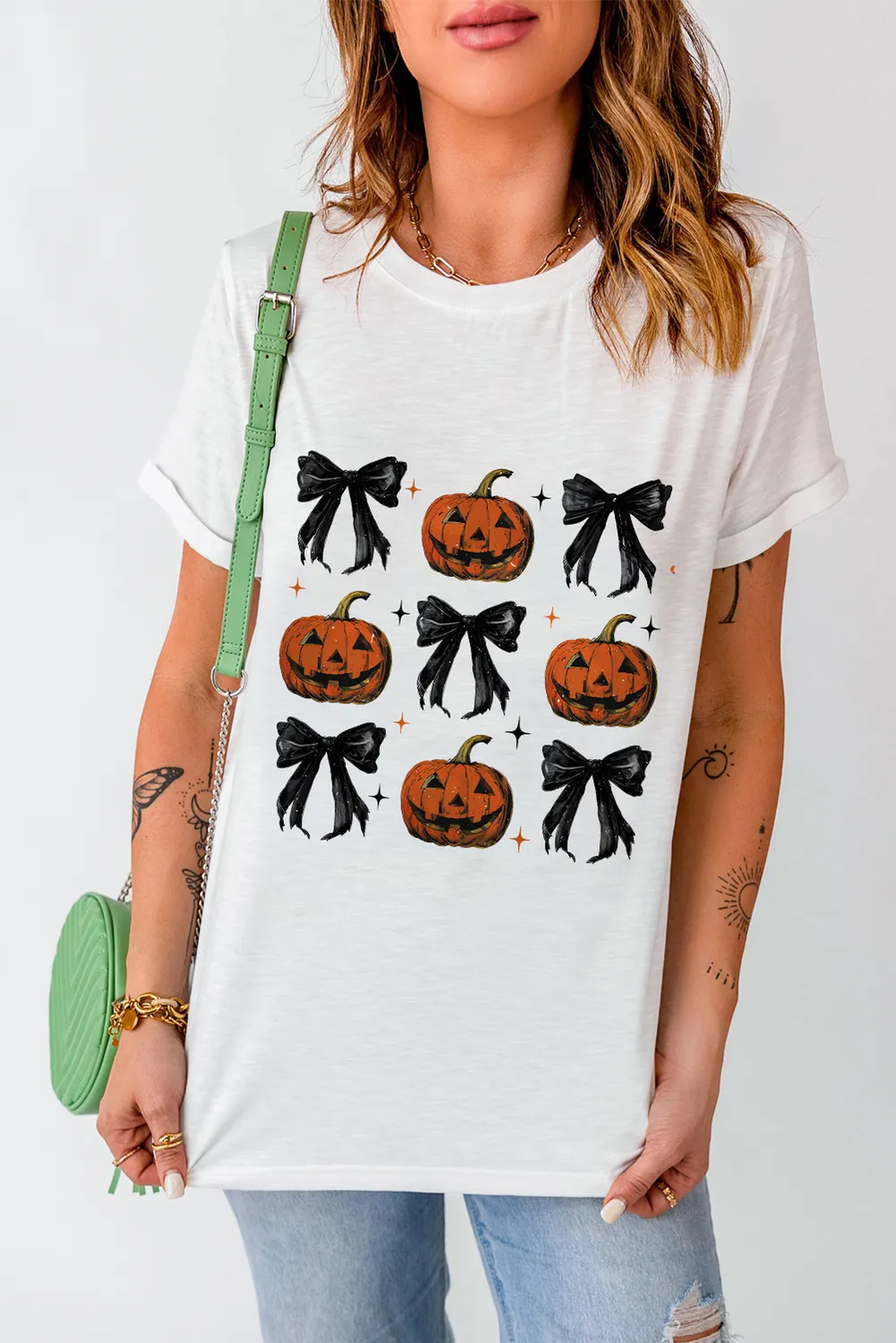 Pumpkin Round Neck Short Sleeve T-Shirt, image 4