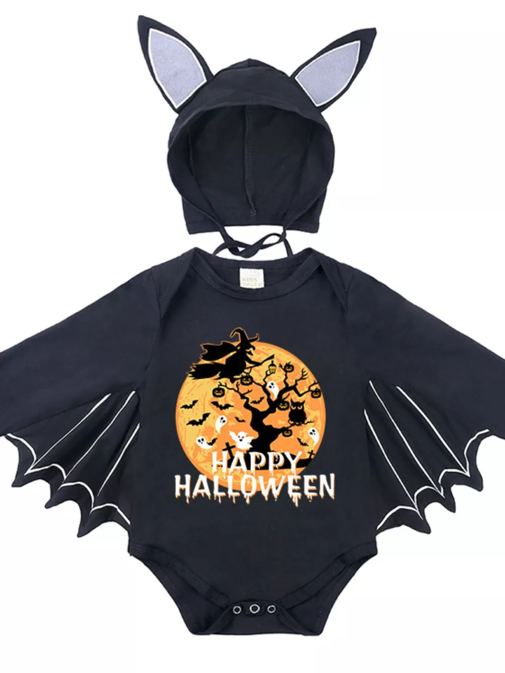Children's Halloween Bat Bodysuit & Hat Costume Set, image 5
