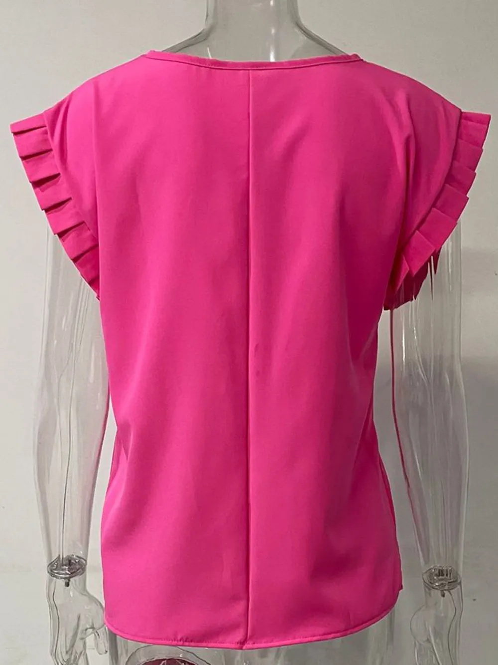Ruffled Round Neck Cap Sleeve Blouse, image 4