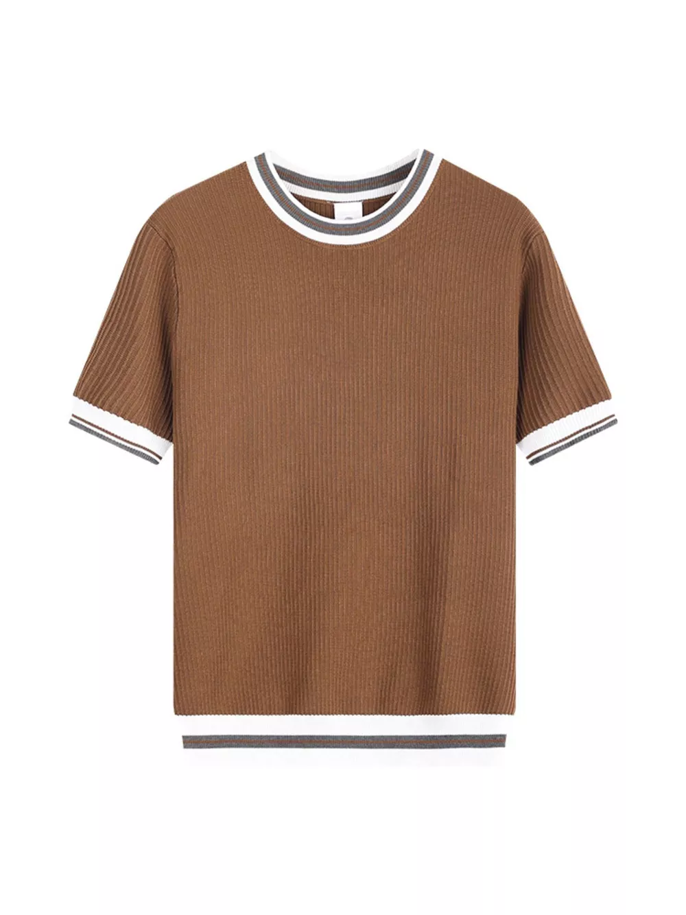 Men's Plus Size Contrast Trim Shorts Sleeve T-Shirt, image 4
