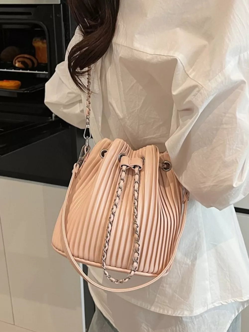 Pleated Bucket Crossbody Bag, image 6