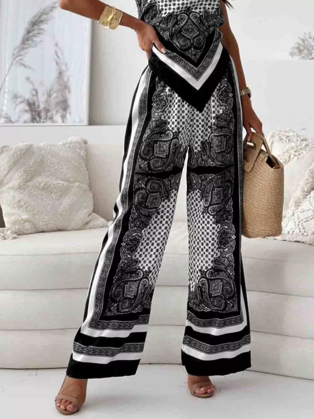 Printed Cami and Wide Leg Pants Set, image 16
