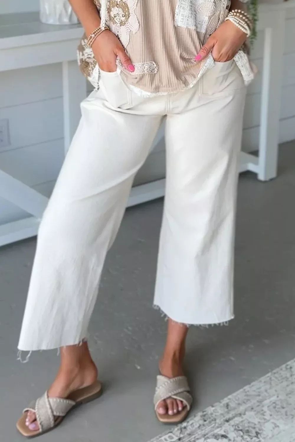 Raw Hem Ankle-length Loose Jeans, image 4