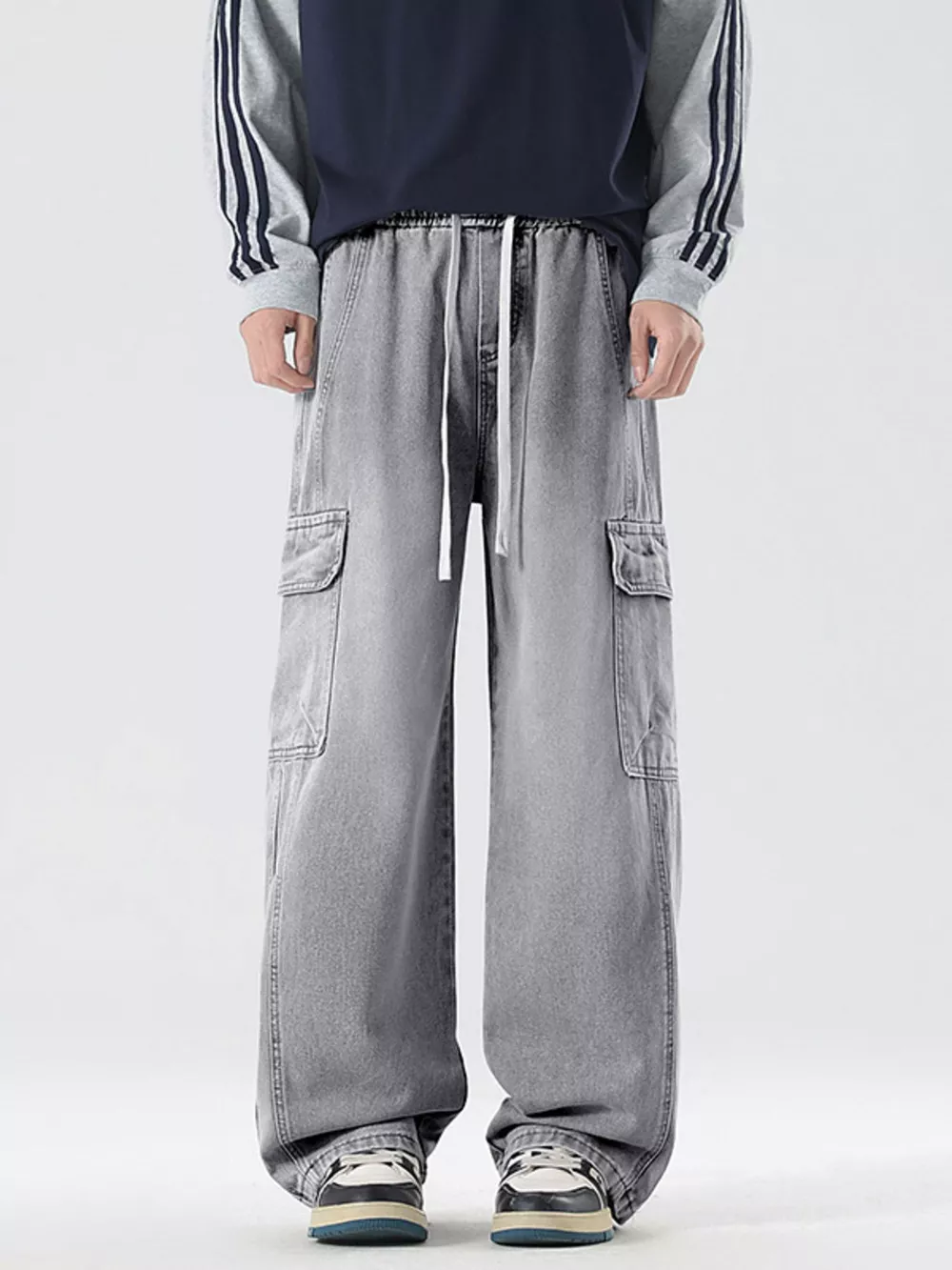 Men's Full Size Wide Leg Cargo Jeans Plus Size, image 8