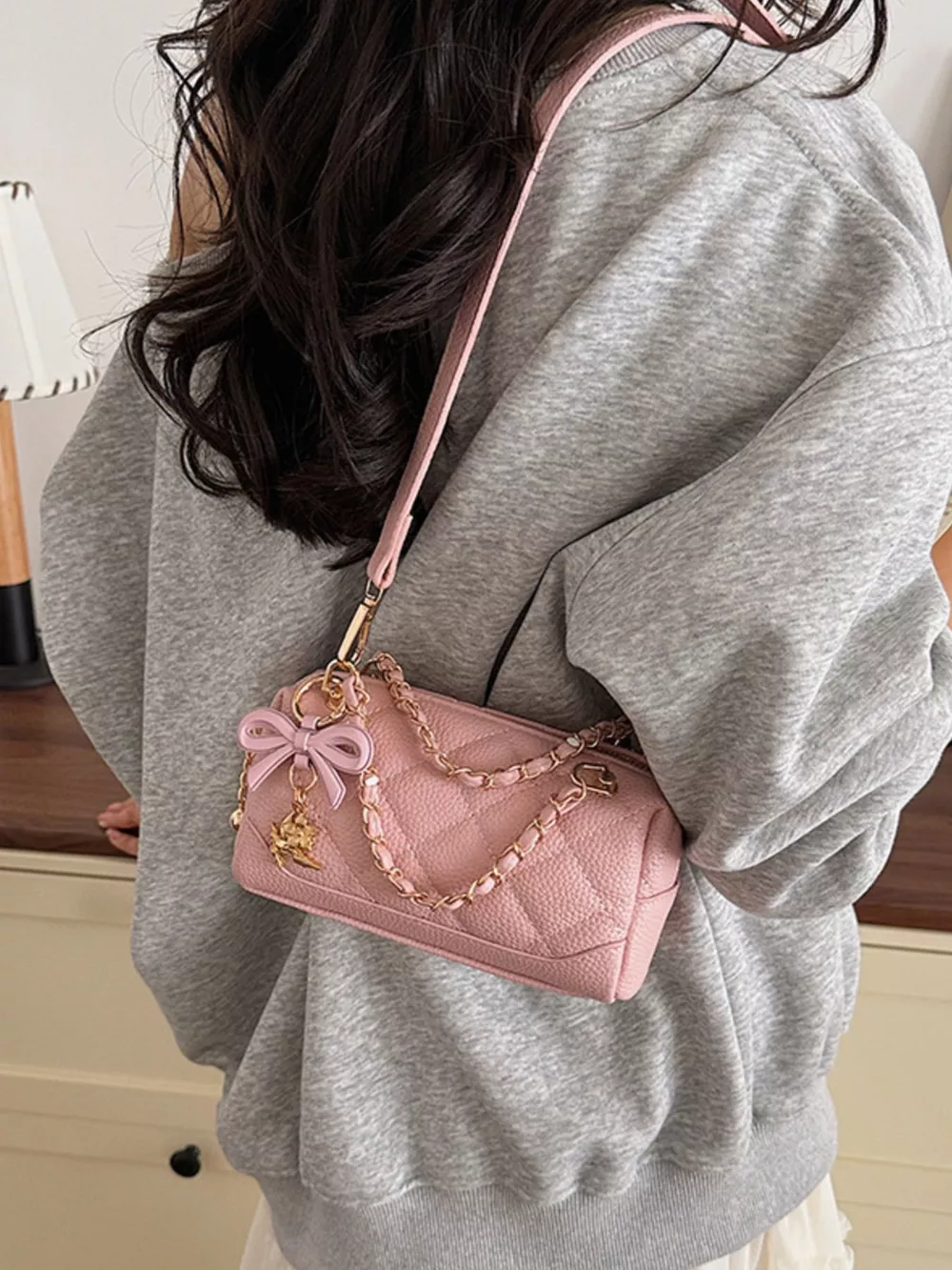 Quilted Chain Crossbody Bag, image 9