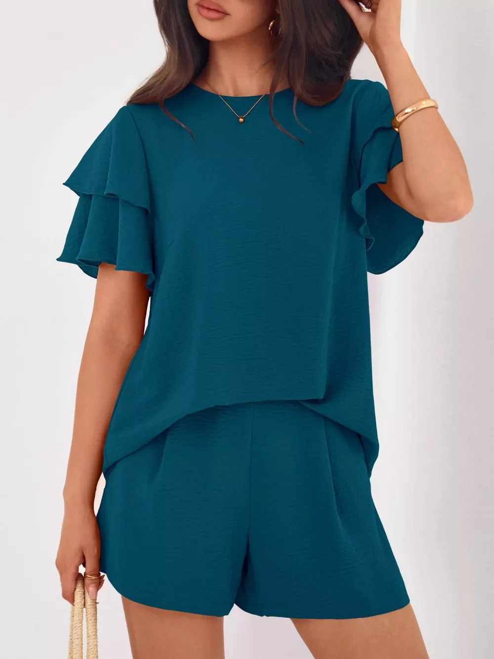 Ruffle Sleeve Top and Shorts Two-Piece Set, image 12