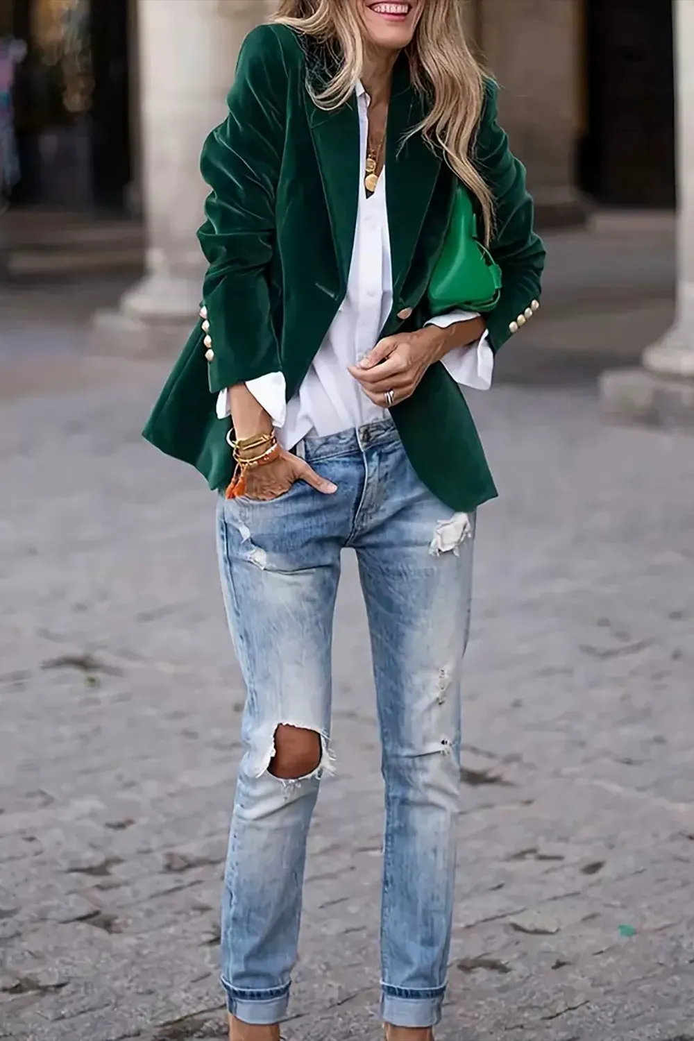 Lapel Collar One Button Blazer, image 4
