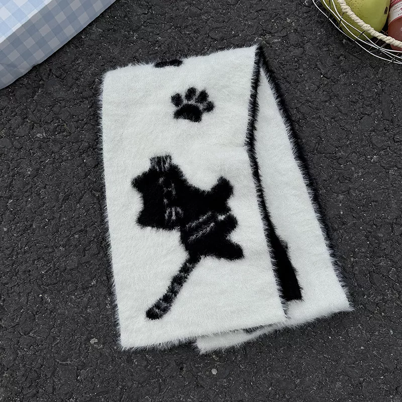 Cute Cat Paw Print Plush Scarf, image 7