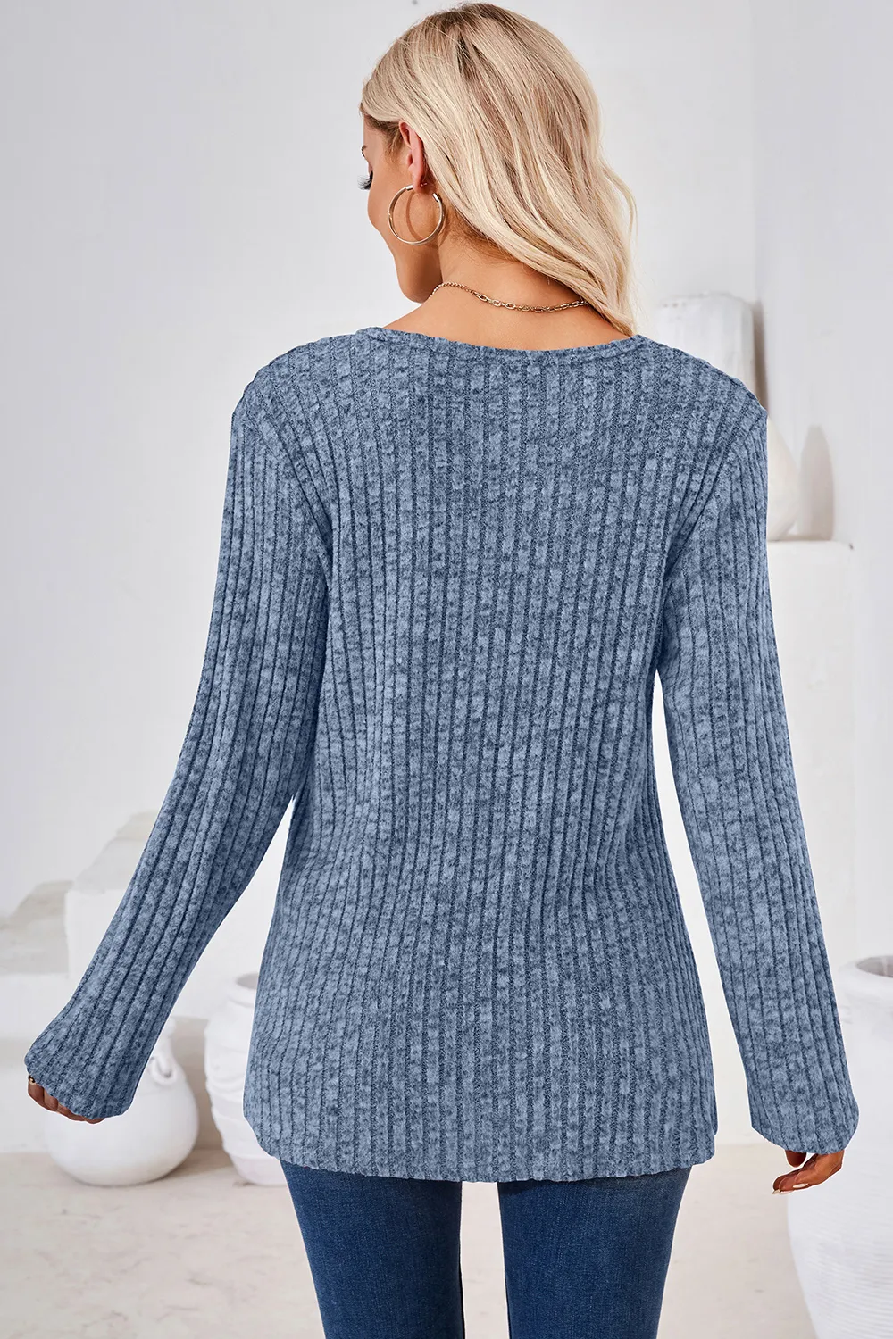 Round Neck Long Sleeve T-Shirt, image 4